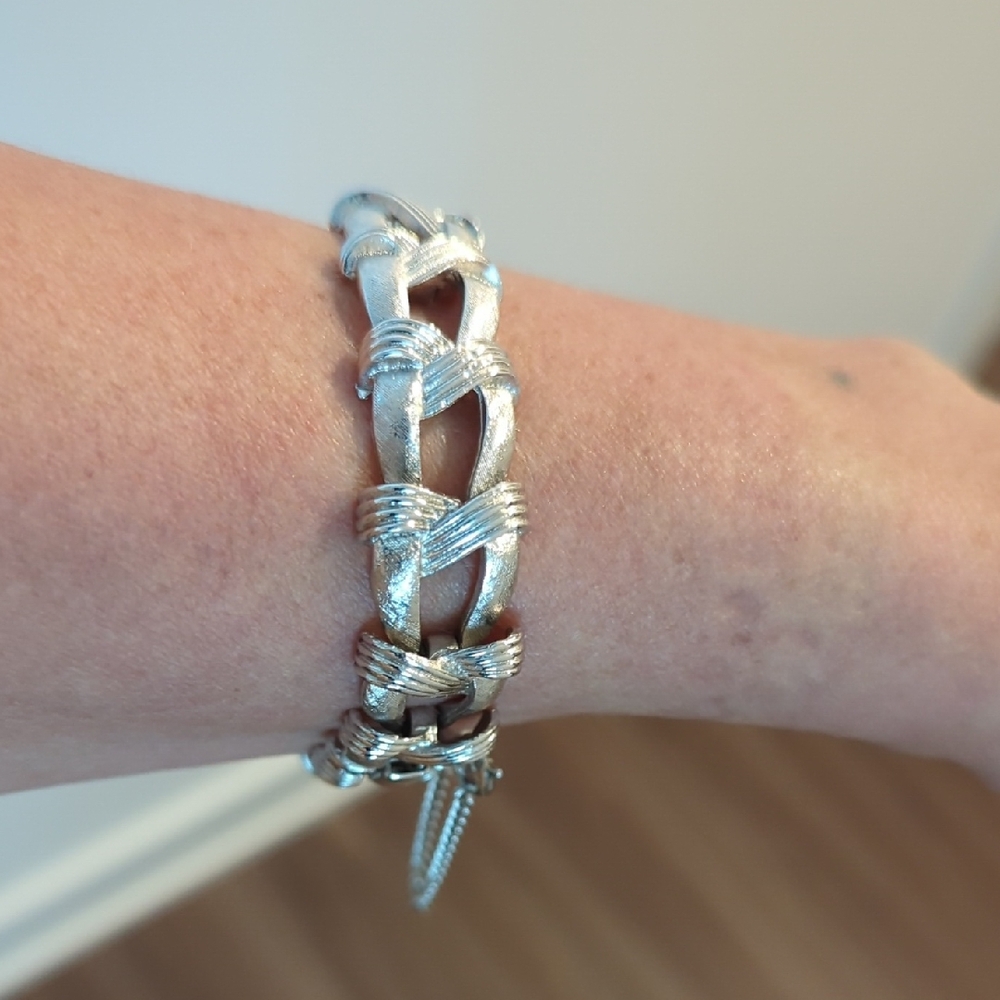 Coro Silver Tone Woven Bracelet